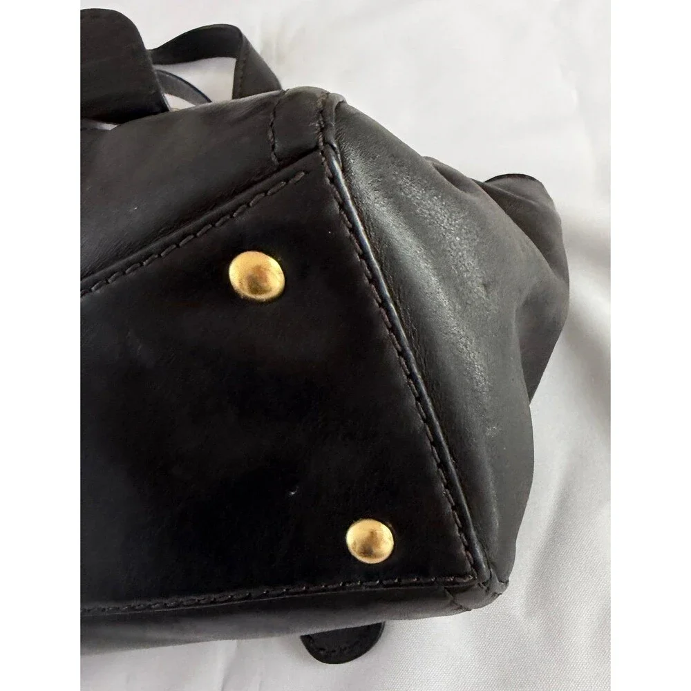 Vintage Michael Kors Black Leather Shoulder Bag with Gold Buckles
